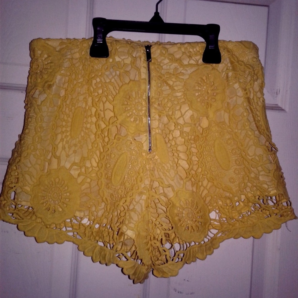 Yellow Summer Lace Shorts